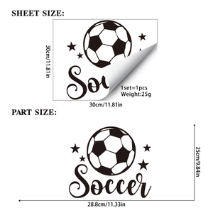 Classic soccer ball window sticker with stars and Soccer text for home wall decor