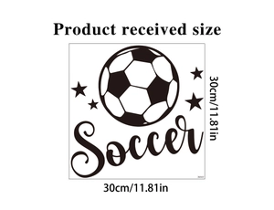 Classic soccer wall sticker dimensions showing 30cm by 30cm layout with stars