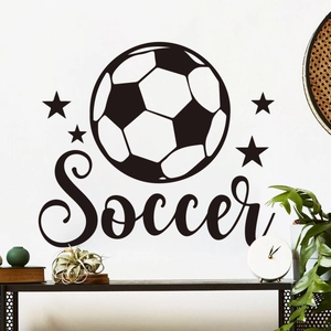 Classic soccer wall decal with stars and slogan for home living room decor