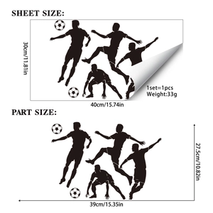 World Cup soccer players silhouettes static cling wall stickers for window decor
