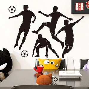 Soccer Player Silhouette Wall Stickers Football Sports Theme PVC Decorative Decals For Living Room Bedroom Office Wall Art Decor Black