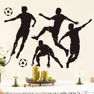 Dynamic soccer player silhouettes wall decals for home decor and world cup festivities