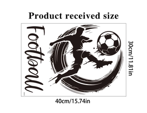Dimensional silhouette of a football player wall sticker with 40x30cm size specifications