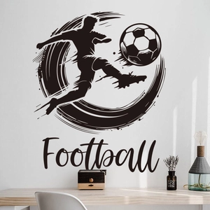Black 3D silhouette football player wall sticker with artistic splatters for home decor