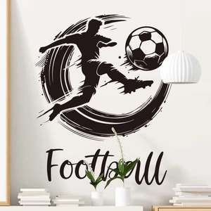 Modern 3D splash ink football player wall sticker with dynamic silhouette for room decor