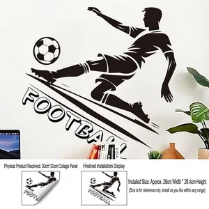 Black 2026 World Cup football player silhouette wall sticker with DIY dimensions 28x28cm