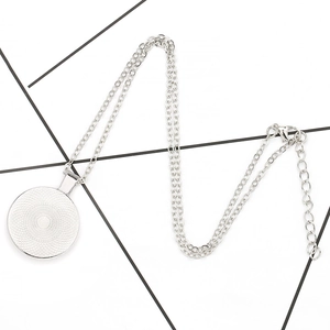 Silver trophy world cup pendant necklace with textured round base and lobster clasp