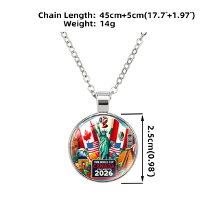 2026 World Cup necklace with trophy pendant featuring USA Mexico Canada flags