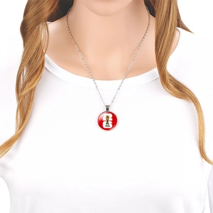 2026 World Cup pendant necklace featuring a golden trophy design on a red background