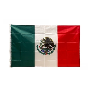 Detailed close-up of Mexico flag showing reinforced edge, metal grommets and coat of arms
