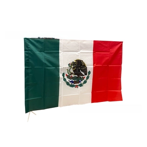 Detail of Mexico flag with eagle emblem and durable double-stitched polyester edges