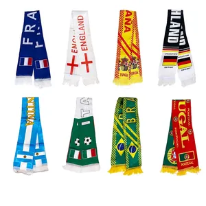 National Flag Fan Scarf Satin Polyester Fringed Football Soccer Match Sports Celebration Support Accessory