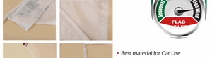 Detailed texture of polyester car flag fabric with durable white mounting pole