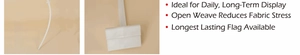 Detail of durable white car flag pole and sleeve with reinforced plastic components
