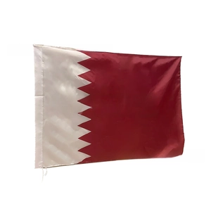 Detailed view of Qatar flag made of durable polyester with clean stitching and flagpole sleeve