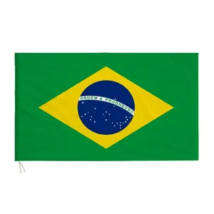 Official Brazil national flag made of durable polyester with tie-on strings for display