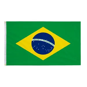 Brazilian national flag made of durable polyester with reinforced white strip and metal eyelets