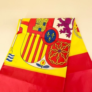 Detail of printed Spain coat of arms on high-quality polyester flag fabric