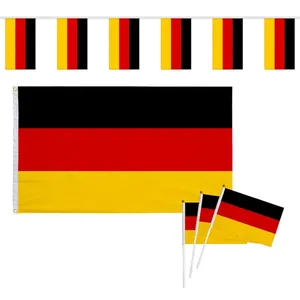 German flag set with 3x5ft banner, hand-held small flags and hanging bunting banner