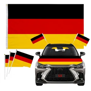 Germany flag set with 90x150cm eagle banner, car window flags and hand-held small flags