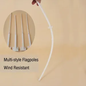 Durable white plastic flagpole for Algeria car flags with flexible and bendable design