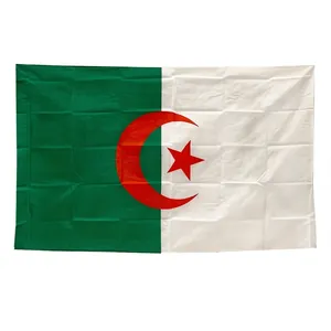 Algeria flag polyester fan scarf with classic green white and red crescent moon design