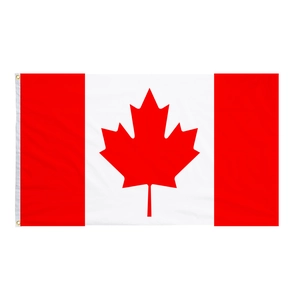Standard Canada flag 90x150cm with red maple leaf and two metal grommets for hanging