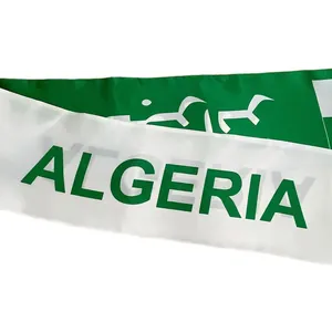 Polished satin Algeria national flag scarf with green and white silk finish