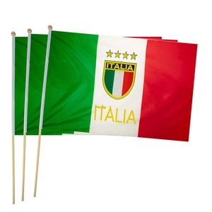 Three-pack 90x150cm Italy flags with gold Italia text and four stars on white background