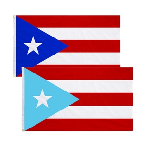 Detail of Puerto Rico flag with reinforced metal grommets and premium polyester texture