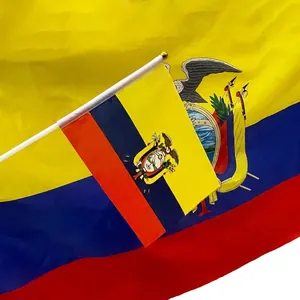 Ecuador national flag set 90x150cm made of polyester with stick for events