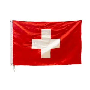 Switzerland National Flag Polyester Pongee Swiss Red White Cross Banner For World Cup Festival Outdoor Indoor Decoration