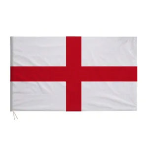 Bandera de Inglaterra de poliéster con cruz de San Jorge y cuerdas blancas resistentes