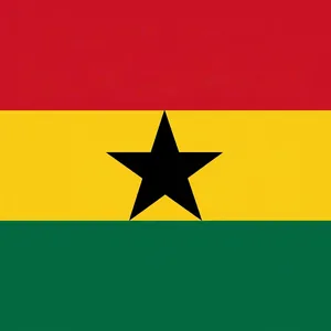 Official Ghana national flag with red, yellow, green stripes and black star icon