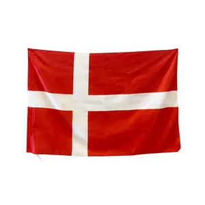 Official Denmark national flag made of durable polyester with white cross on red background