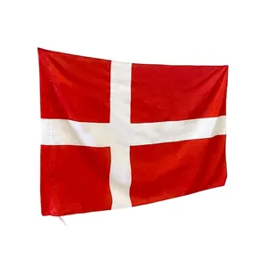 Standard Denmark flag in red with white cross made of lightweight polyester fabric