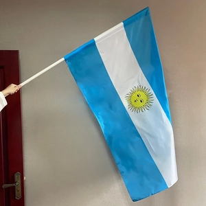 Close-up of the Argentina national flag with a white handheld pole for world cup events