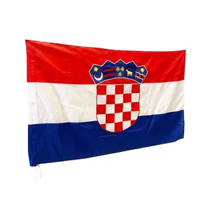 Standard 90x150cm Croatia national flag made of durable polyester with coat of arms