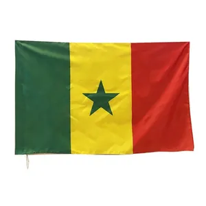 Senegal flag 90x150cm made of lightweight polyester with central green star and side ties