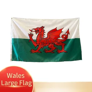 Wales Flag Red Dragon Welsh National Flag Polyester Vivid Color Fade Resistant Decorative Banner With Metal Grommets For Sports Events