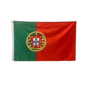 Portugal National Flag Polyester Banner For World Cup European Cup Outdoor Decoration Green Red Flag With Coat Of Arms