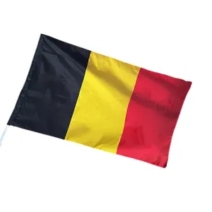 Drapeau belge 90x150cm en polyester durable avec fourreau pour mât pour événements sport