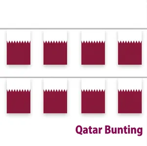 Qatar Bunting Flags Polyester National Day String Banner Square Triangle Sports Event Party Decoration