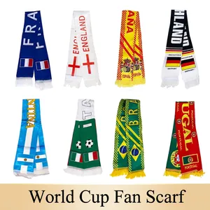 National flag soccer scarves set with tassels for Brazil, France, Germany and more