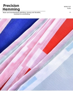 Detailed close-up of double-stitched reinforced edges on World Cup polyester string flags