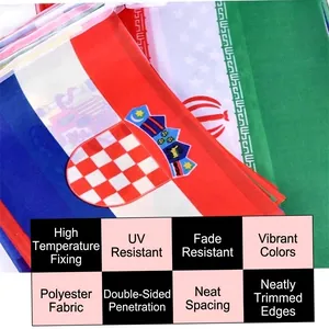 World Cup Bunting String Flags Polyester Multi Country National Banner For Bar Party Sports Event Soccer Fans Decor