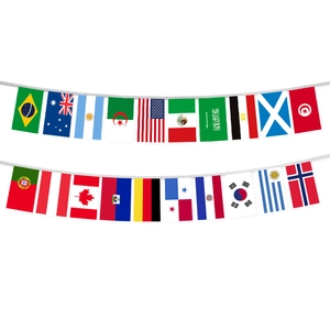 Official 2026 World Cup bunting flags for party decor featuring diverse national flags