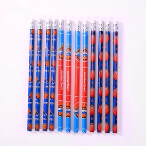 Lot de 12 crayons de basket-ball avec gommes et motifs sportifs pour fournitures scolaires