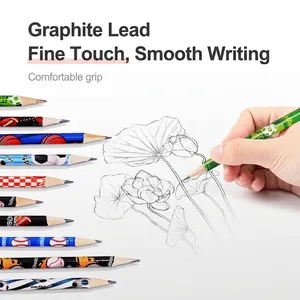Sports themed graphite pencils with soccer and basketball patterns and eraser top