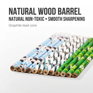 Wooden graphite pencils with soccer patterns and trophy themes for school kids